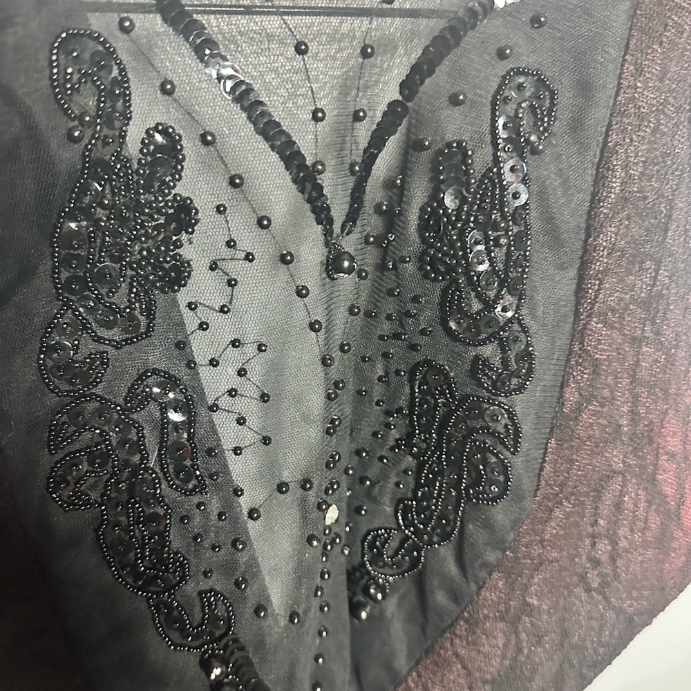 Vtg 90’s Cache Black/Brown Midi Dress Lace Ruffle Party M - Picture 4 of 8